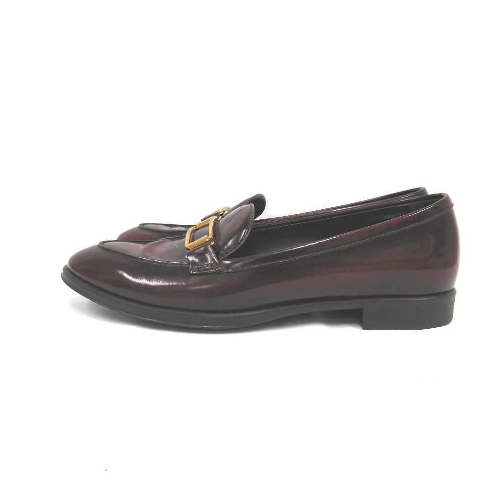 TOD'S 赤 レザー ローファー ゴールド金具 TOD'S レザーローファー 36 ボルドー ゴールド金具 【公式通販】