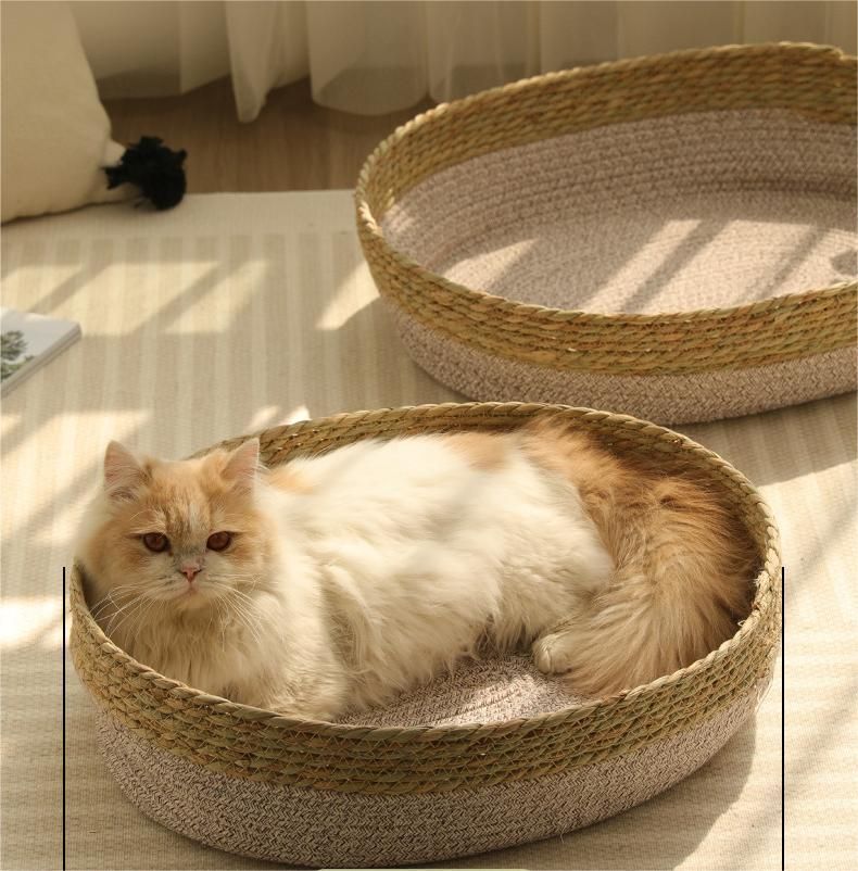 藤編み 夏用ペットベッド ペット 猫巣 四季通用 ペットベッド 犬猫用