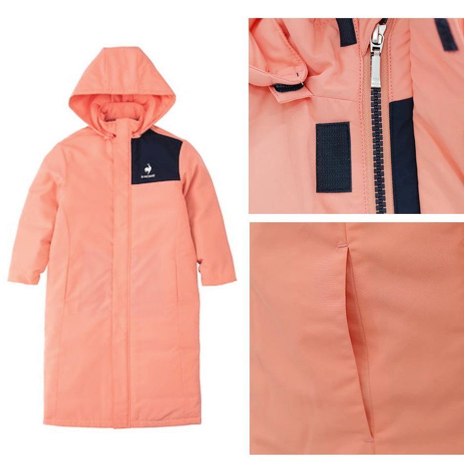 ジュニアサイズ le coq sportif ルコック ガールズ キッズ ジュニア 撥水 中綿コート 中綿ロングコート ベンチコート 女の子 子供服 小学生 小学校 中学生 通学 ジュニアコート DFLピンク -DFL