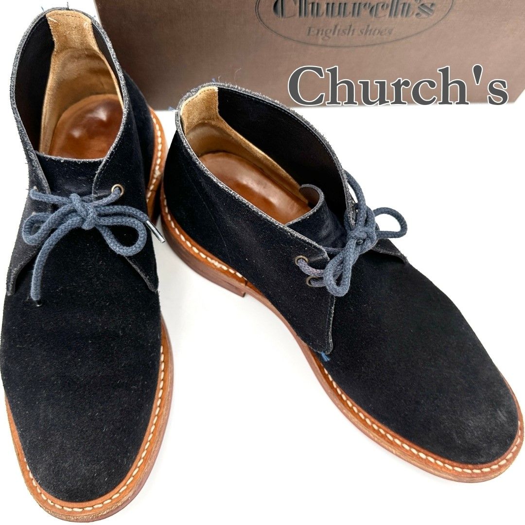 ★極美品★チャーチ SAHARA M イングランド製 ネイビー 781T Church's SAHARA M チャッカブーツ イングランド製 ネイビー
