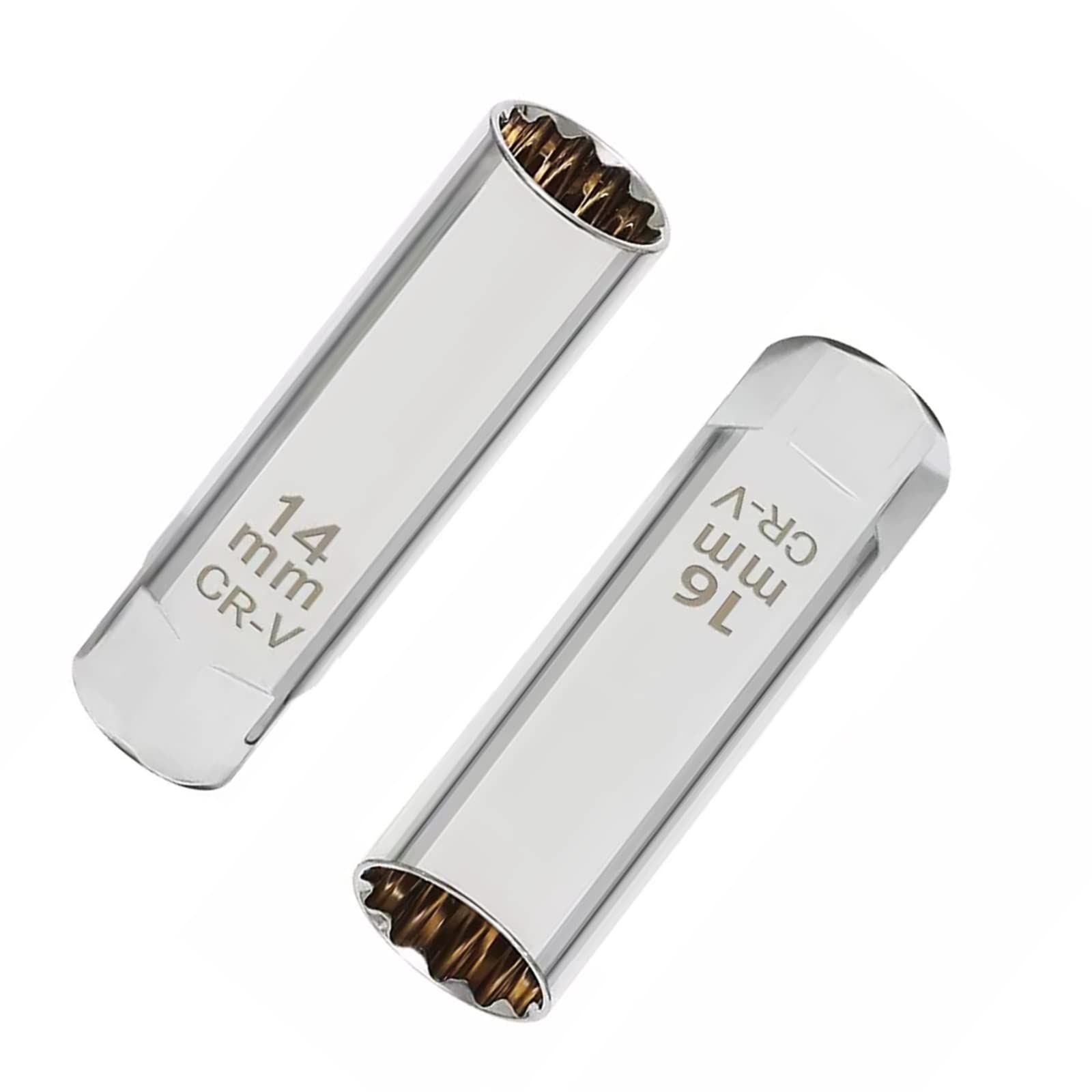 Color:14mm u0026 16mm DFsucces プラグレンチ スパークプラグレンチ 磁気ジョイント ユニバーサルソケット 2本セット 12角薄壁 差込角3/8(9.5mm)イ薄型/輸入車等のプラグ交換に (14mm u0026 16mm)