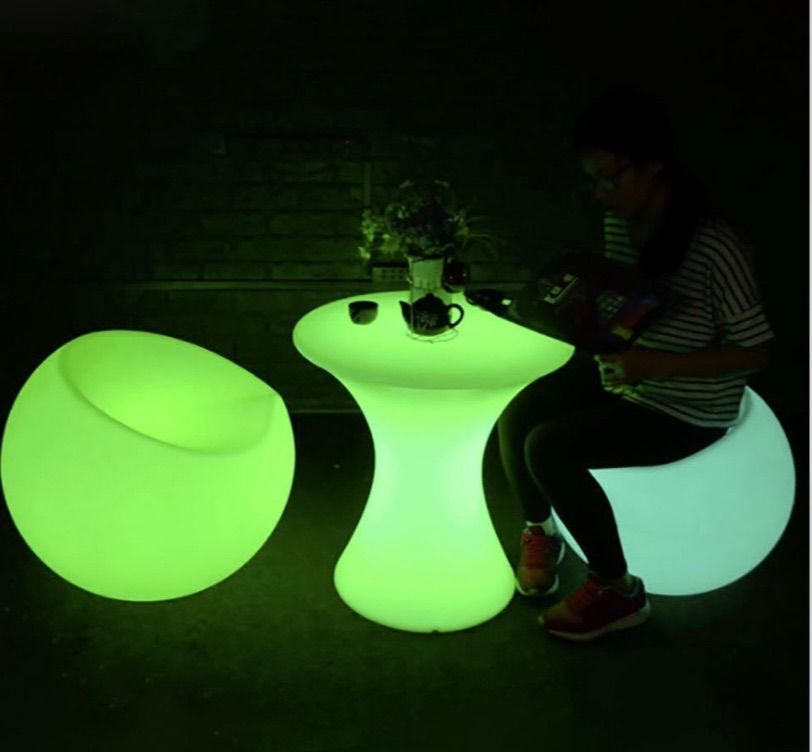 テーブル 椅子 合計3個セット 丸型 16色 LED チェア セット