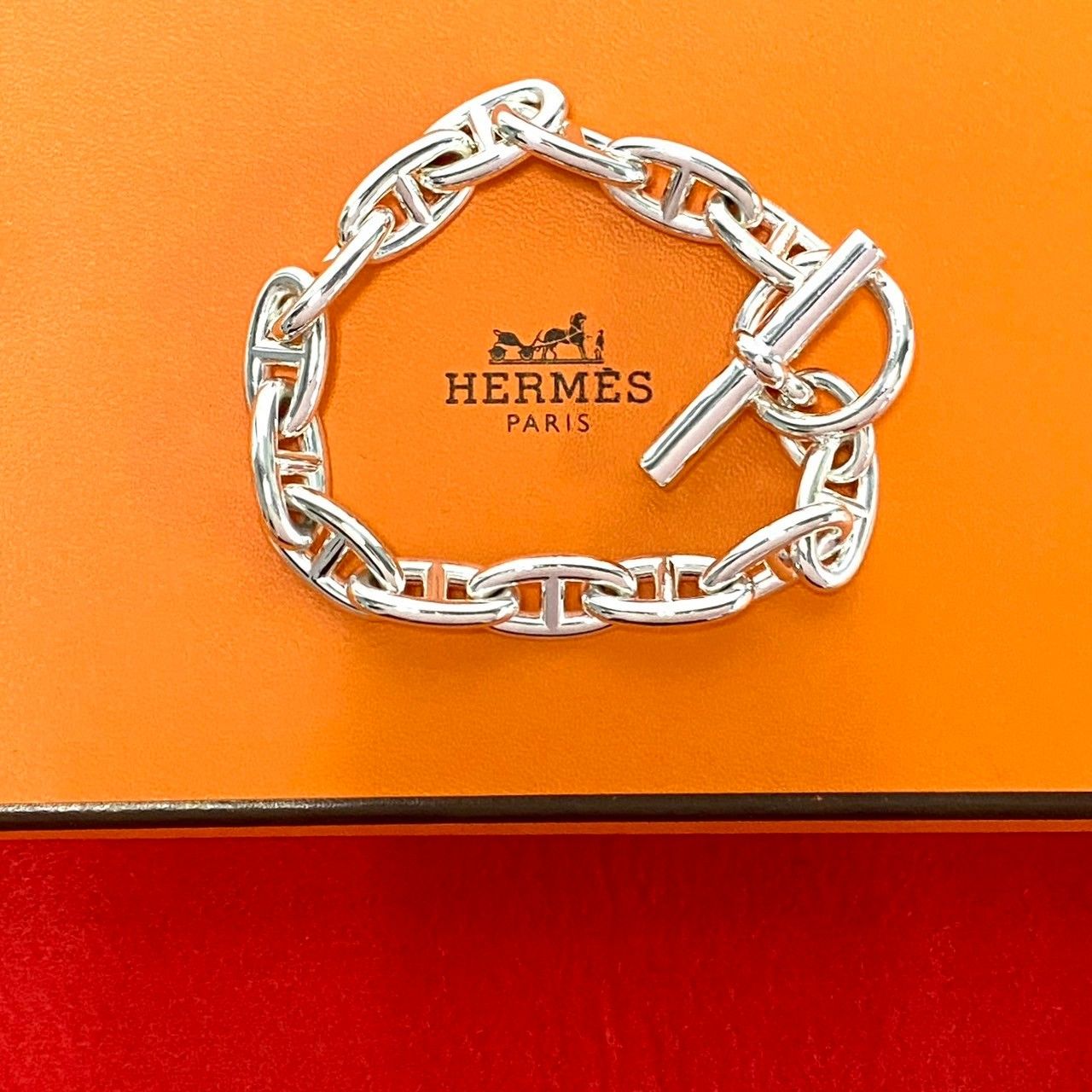 極 美品 希少品 HERMES エルメス シェーヌダンクル GM 14コマ シルバー 