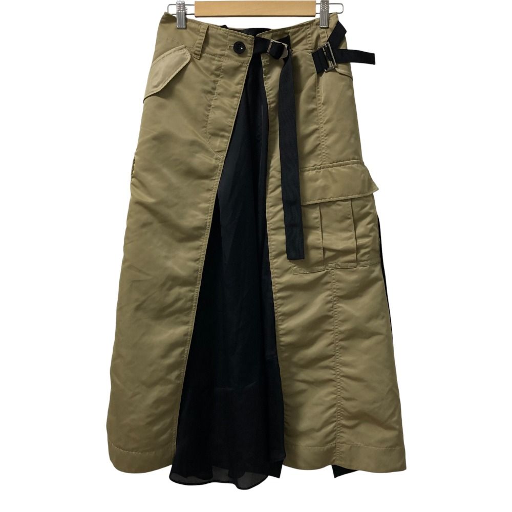 21AW sacai サカイ MA-1 ドッキング ロングスカート 21-05839 サイズ1 カーキ レディース 古着