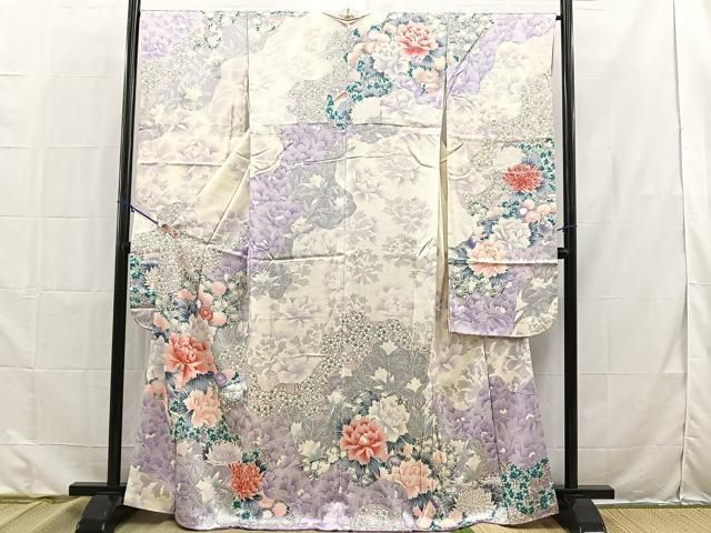 平和屋着物□豪華振袖 駒刺繍 牡丹花文 正絹 逸品 BAAS3726hz 平和屋着物□豪華振袖 駒刺繍 牡丹花文 正絹 逸品 BAAS3726hz