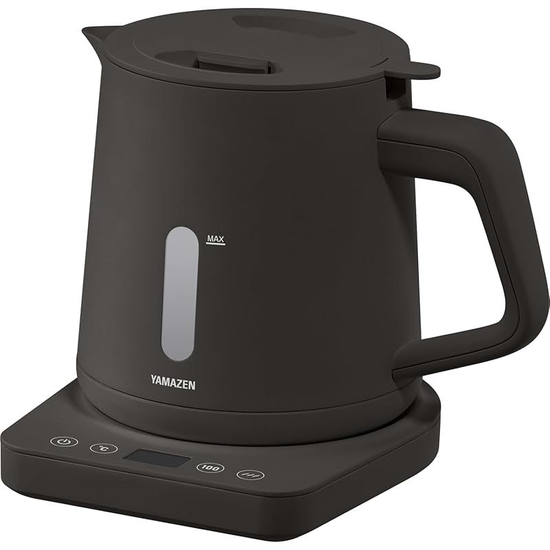 山善 電気ケトル 電気ポット 1.0L 1200W 一人暮らし 二人暮らし 湯こぼれ防止 温度調節 保温 空焚き防止 オートオフ機能 お手入れ簡単 ブラック YKU-SC1210J B 1