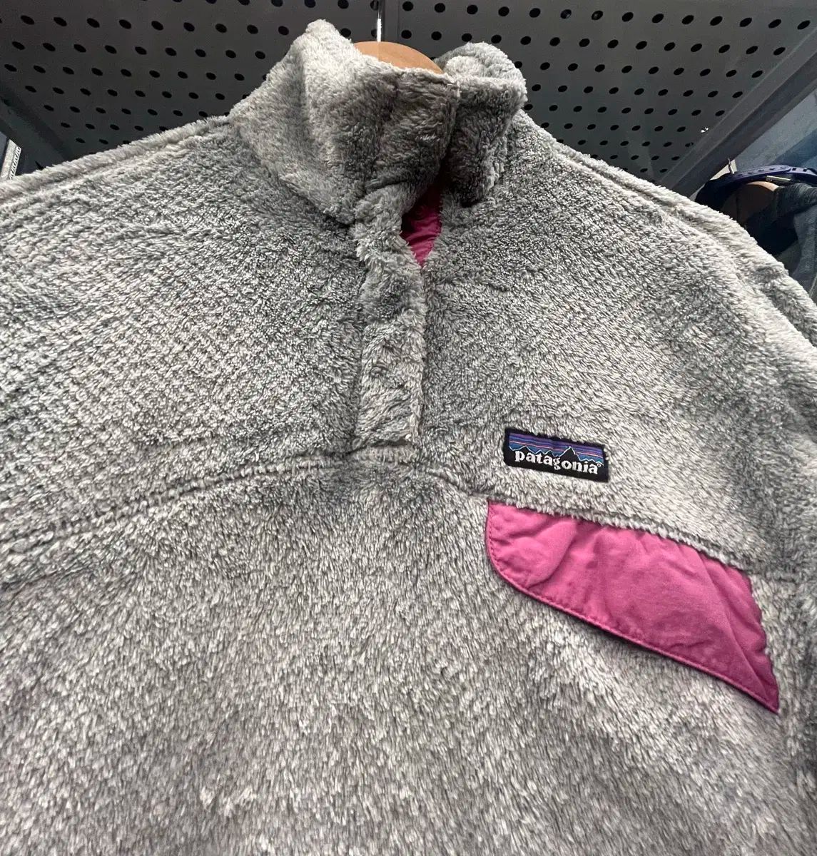 パタゴニア フリース プルオーバー グレー ピンク