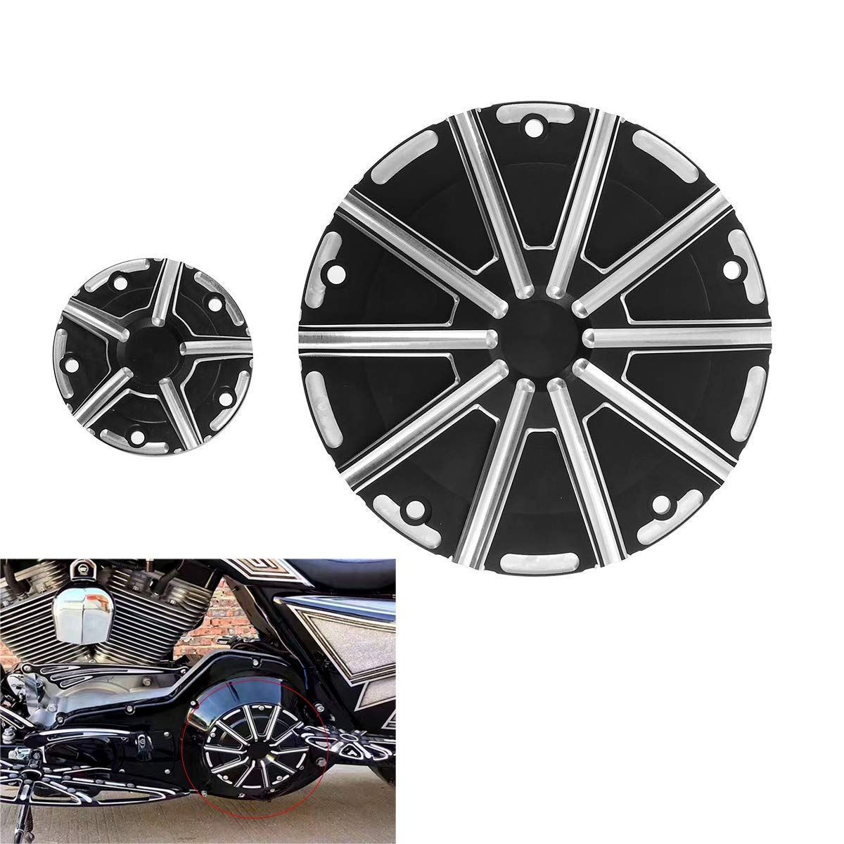 AQIMY バイク用 ダービーカバー タイミングタイマーカバー CNCアルミ ハーレー用 ツーリング ロードキング モデル対応 エンジンカバー キャップ ブラック