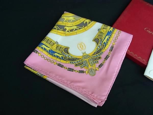 □新品□未使用□ Cartier カルティエ シルク100% 総柄 大判
