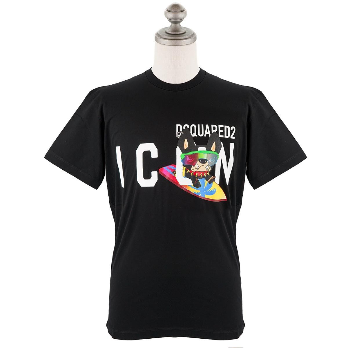 DSQUARED2 ディースクエアード 半袖Tシャツ S79GC0064 S23009 ICON T-SHIRT メンズ 男性 CIRO DOG サーフィン 900 BLACK ブラック