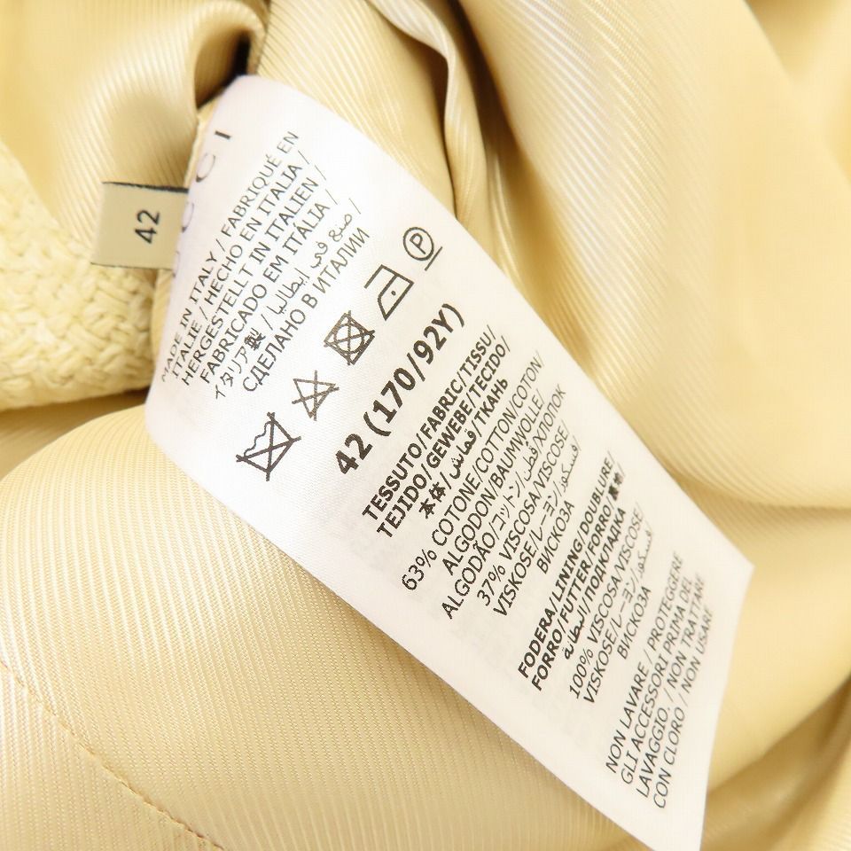 グッチ GUCCI ツイード ノーカラー ジャケット 金ボタン w840644