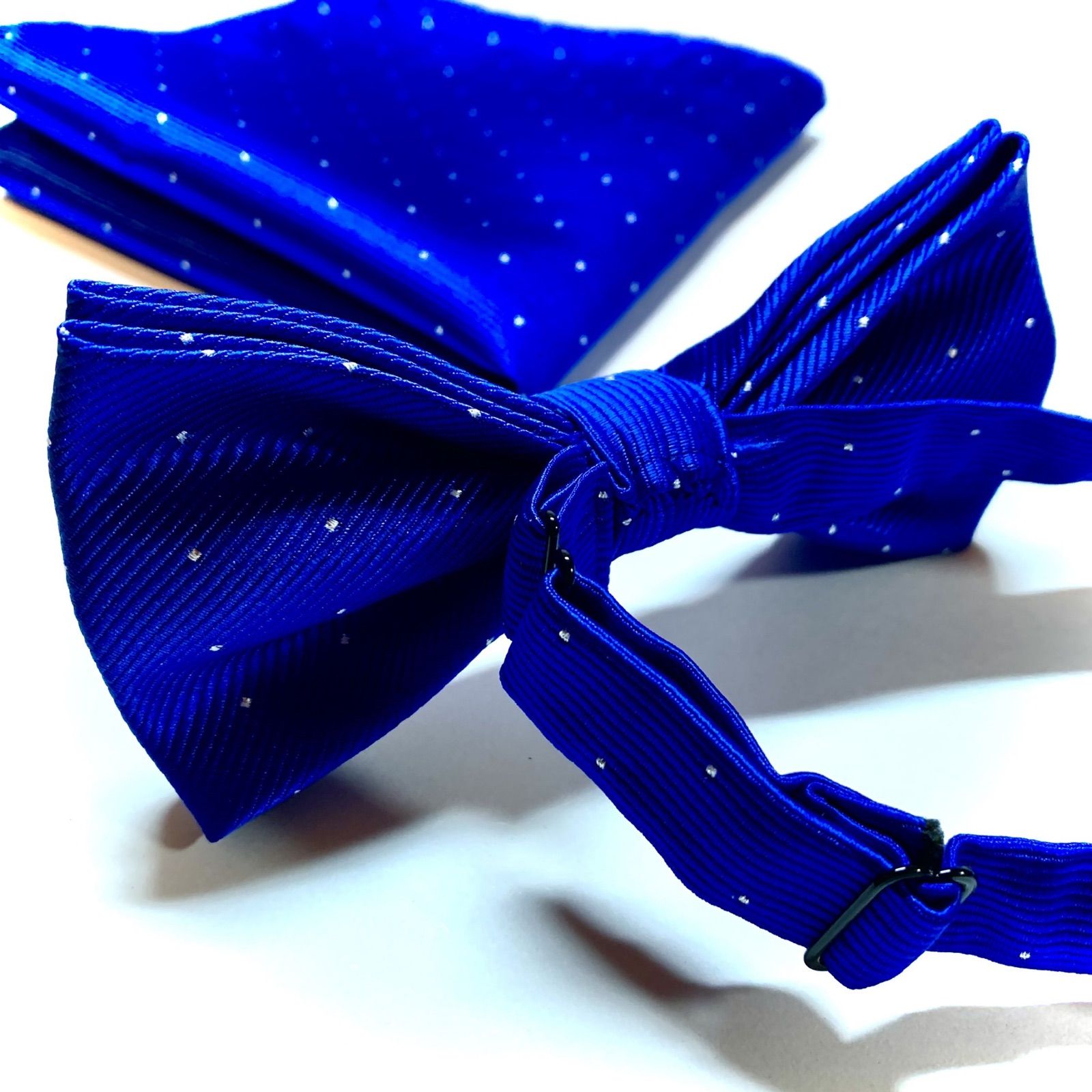 蝶ネクタイ ポケットチーフ 青 ブルー ドット 結婚式 披露宴 お色直し 新郎 - メルカリShops