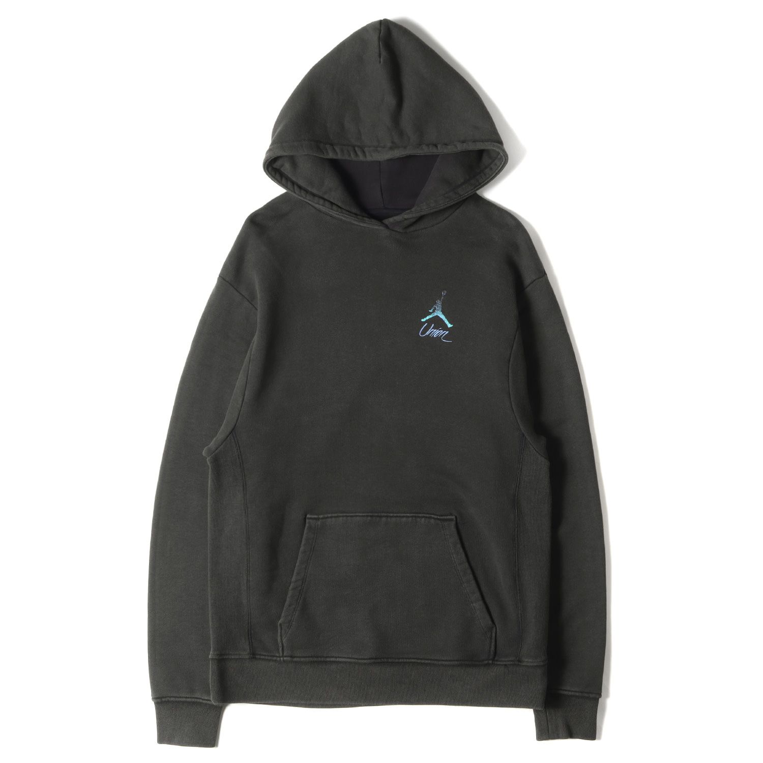NIKE ナイキ パーカー ブラック 黒 サイズ:M | UNION JORDAN フェード加工 ジャンプマン スウェットパーカー (J UN 2.0 PO HOODY) | トップス フーディー プルオーバー | コラボ【メンズ】【中古】【K4534】 NIKE ナイキ パーカー ブラック 黒 サイズ:M | UNION JORDAN フェード