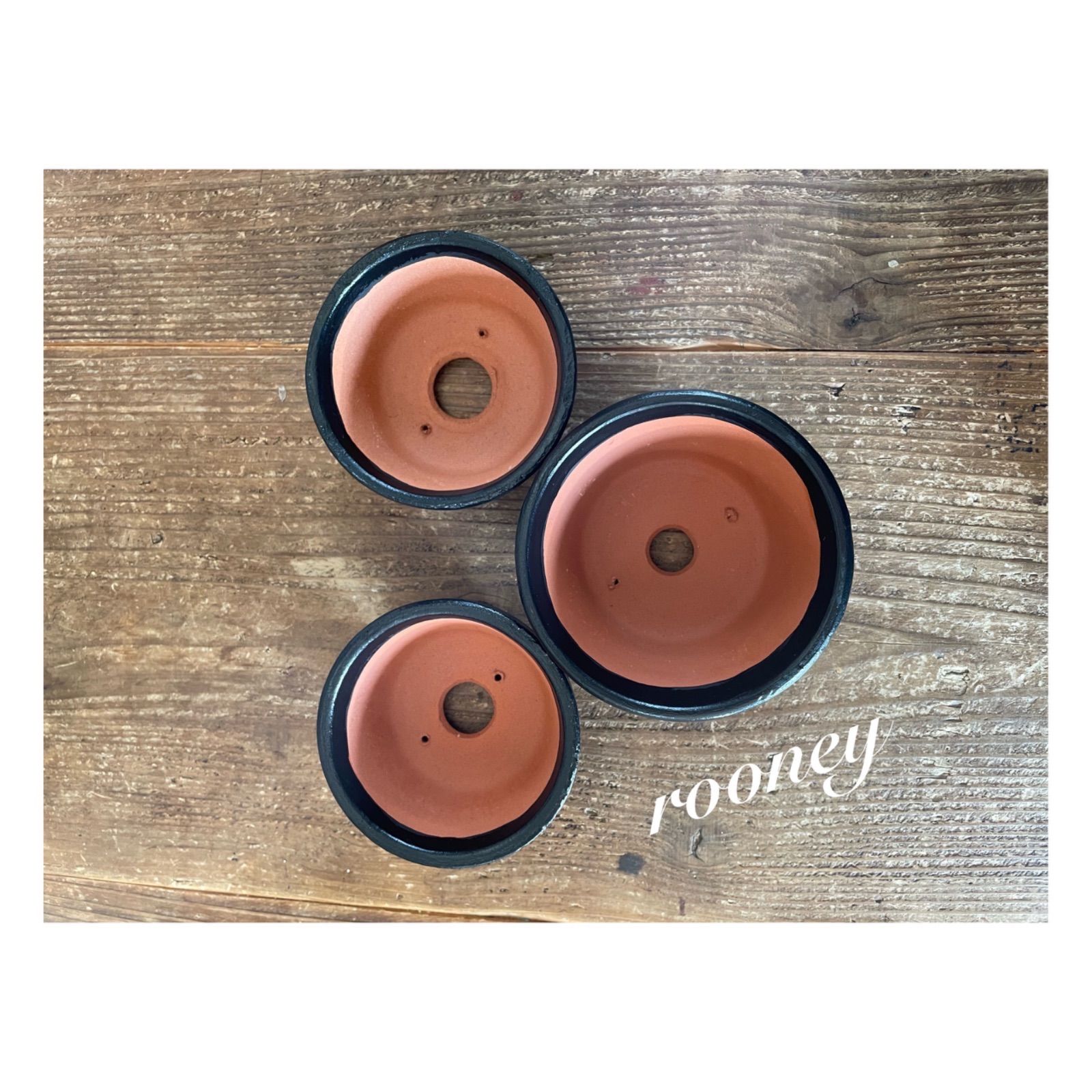 リメイク鉢 リメ鉢 浅型素焼き鉢 3号 3.5号 黒 スター 英字 3個セット  