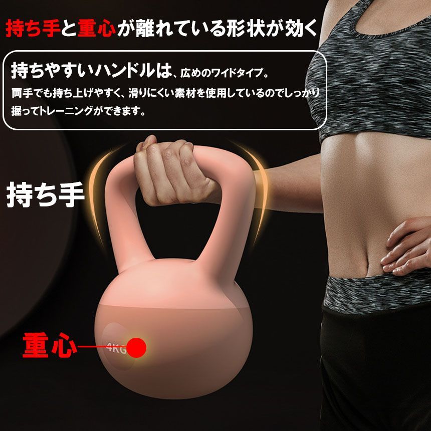 ケトルベル ケトルダンベル 2kg 2個セット ハンドル両手で持ちやすい 