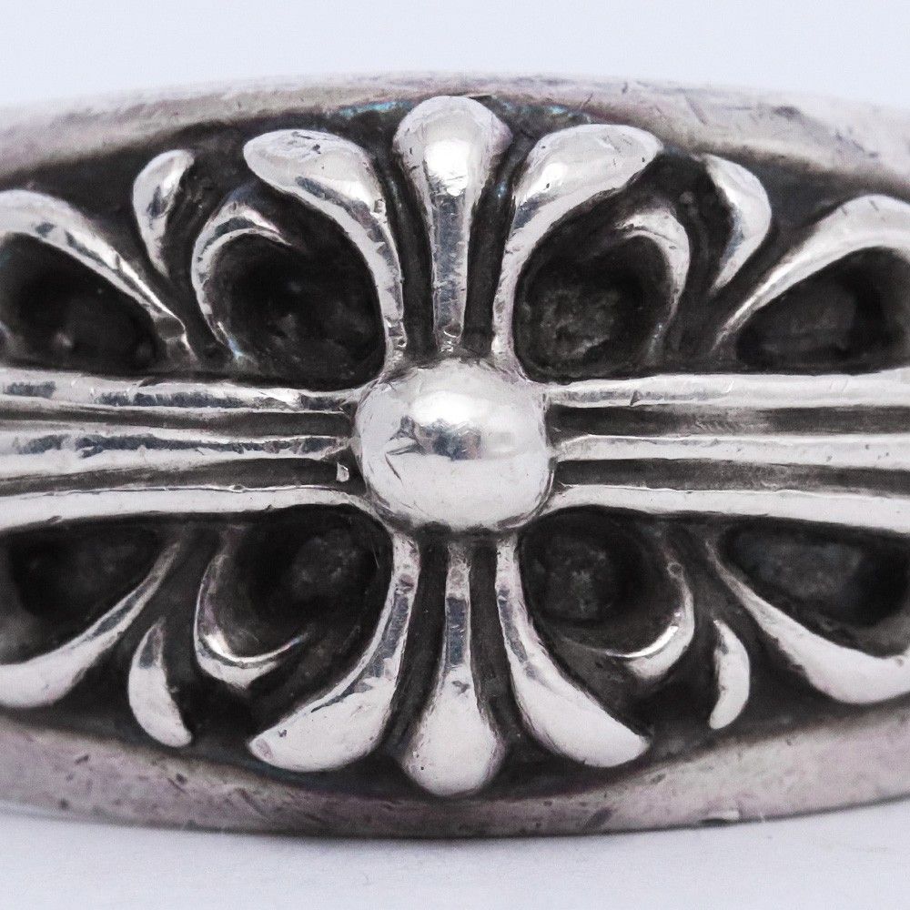 25号 CHROME HEARTS フローラル クロスリング シルバー