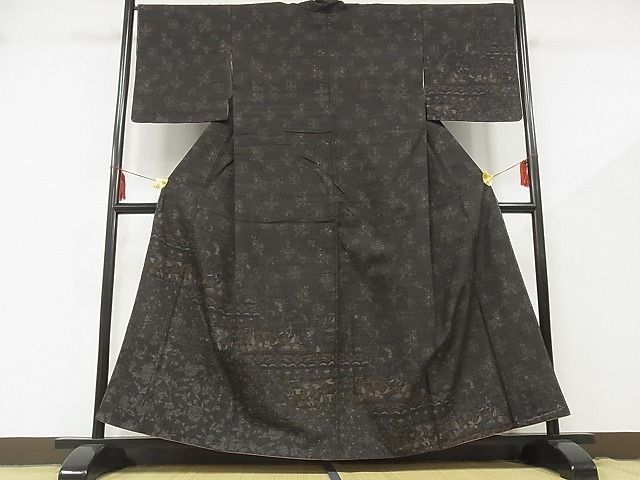 平和屋-こころ店□訪問着紬地花鳥文着丈157cm 裄丈67.5cm 正絹逸品B