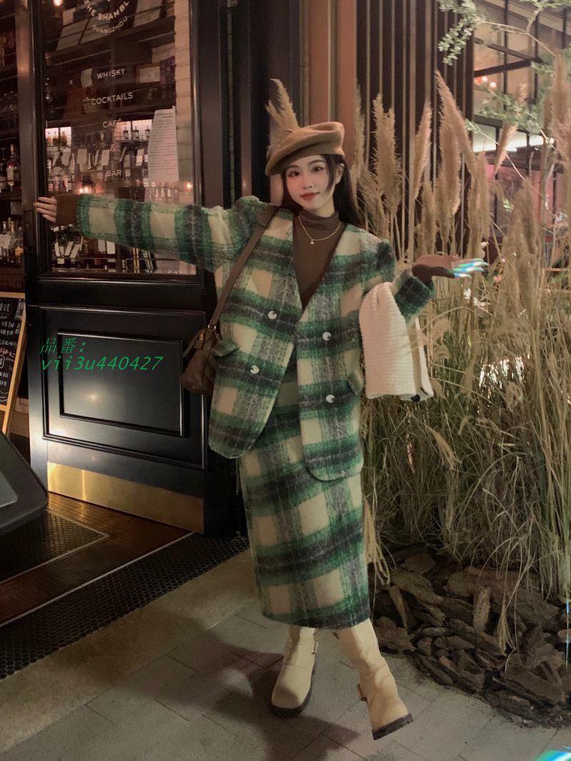セットアップ チェック ジャケット スカート 韓国 ストリート オルチャン ウール調 Y2K 原宿系 衣装 レディース vii3u440427 FORTGASGNV_COM_BR