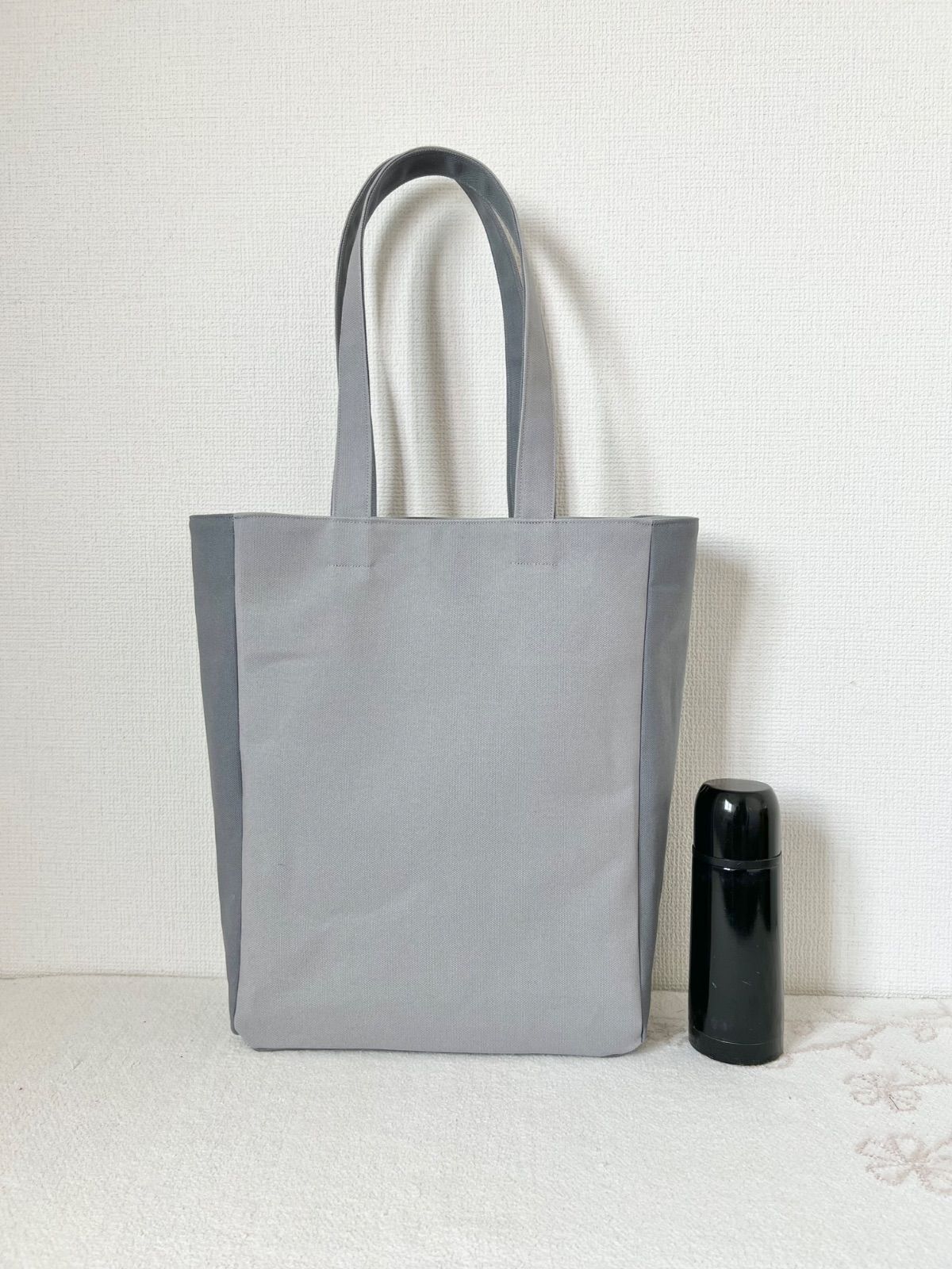 高い素材 グレー 縦長トートバッグ XLサイズ akaneko バッグ 倉敷帆布使用 バッグ
