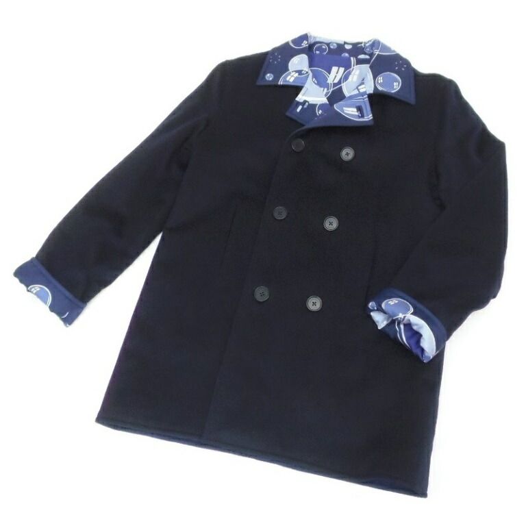 エルメス HERMES リバーシブル Pコート ネイビー シルク×ウール - メルカリ