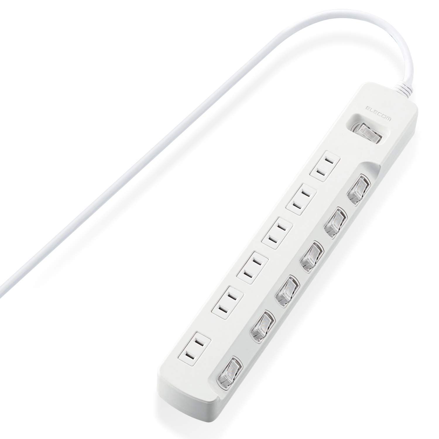 【新着商品】エレコム 電源タップ 一括u0026個別スイッチ 省エネ スイングプラグ 6個口 1m ホワイト T-E7A-2610WH