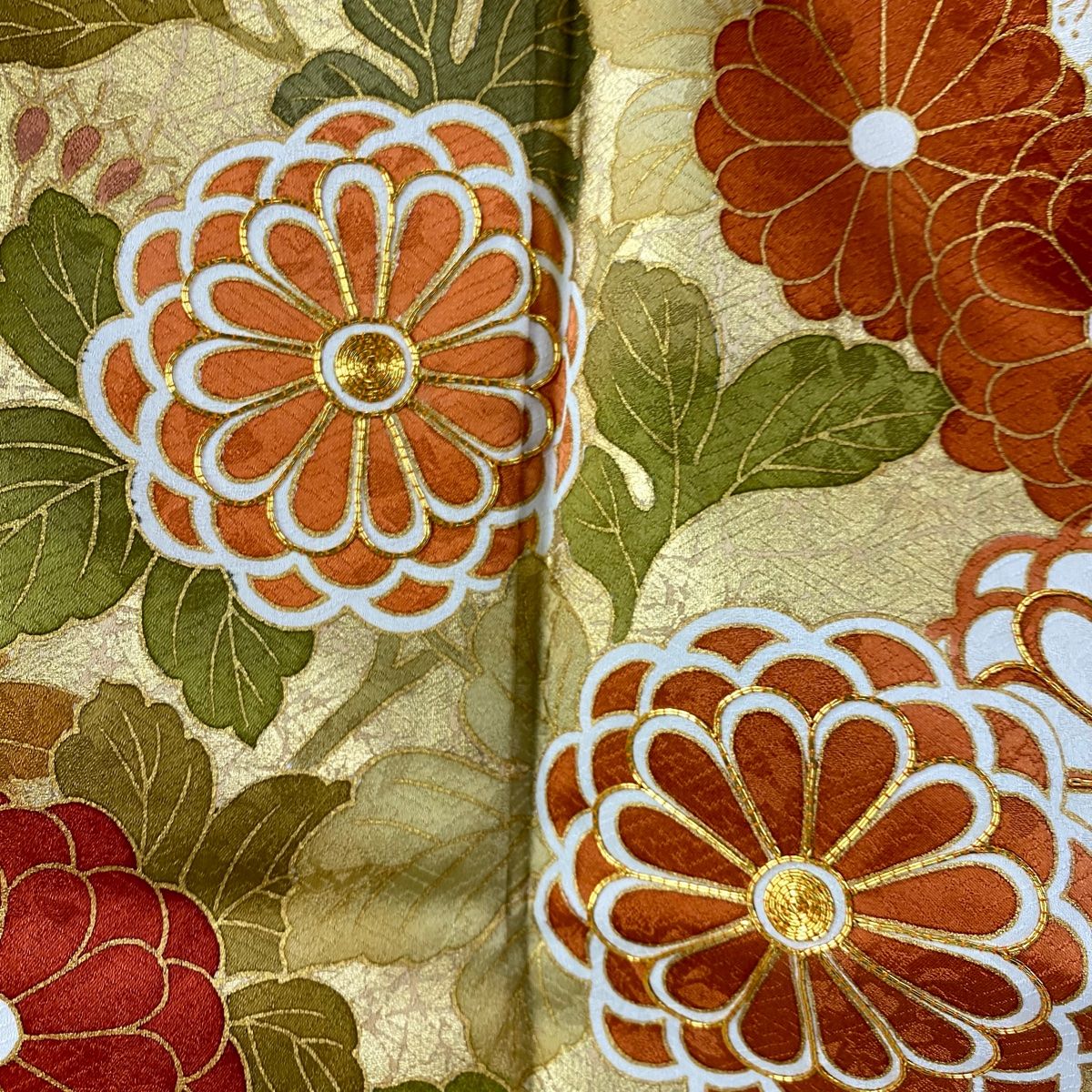 振袖フルセット 身丈165.5裄63 菊 蝶文様 金彩 Sサイズ 逸品 名品 振袖 レンタル フルセット 黄色 マスタード 蝶柄 蝶 トール