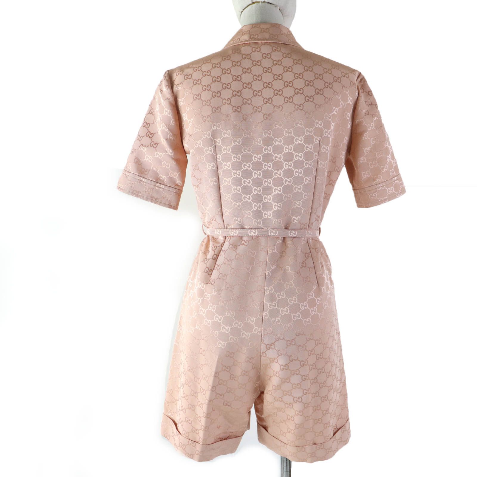 極美品☆GUCCI グッチ 691496 コットン レーヨン GG柄 ベルト付 
