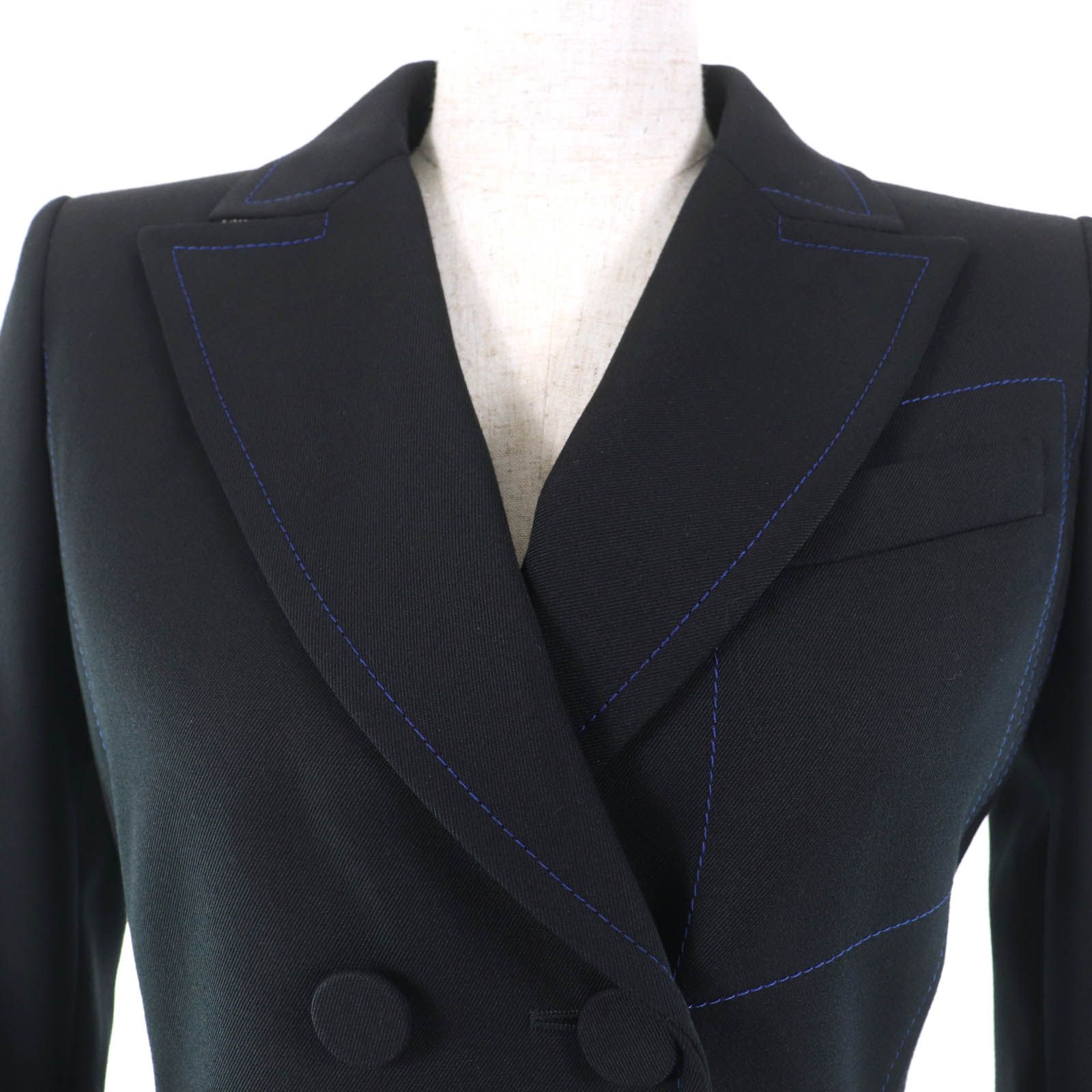 美品！フェンディ ミンク付きジャケット　黒 極美品☆FENDI フェンディ 美シルエット◎ ミンク付 ステッチデザイン