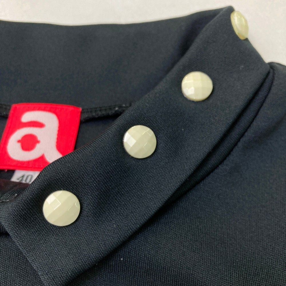 サイズ：40 ARCHIVIO アルチビオ  襟付き 半袖Tシャツ  ブラック系 [240101432003] ゴルフウェア レディース ストスト サイズ：40 ARCHIVIO アルチビオ 襟付き 半袖Tシャツ ブラック系