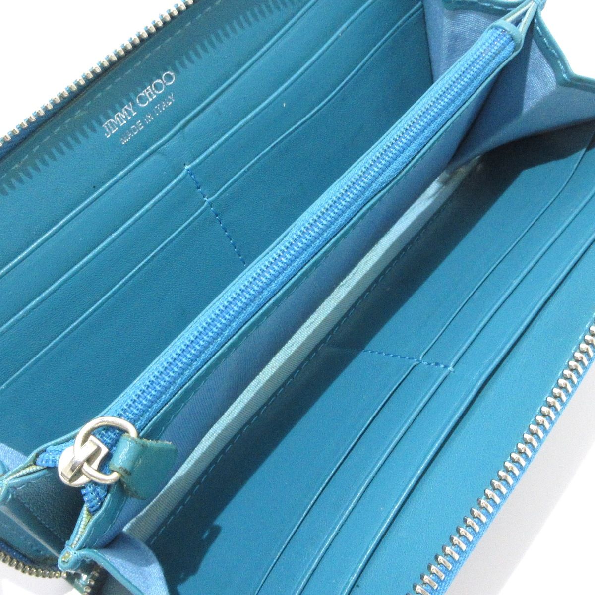 JIMMY CHOO ジミーチュウ フィリッパ ラウンドファスナー 長財布 スタースタッズ ブラック レザー Y4128817 JIMMY CHOO(ジミーチュウ) 長財布 フィリッパ グリーン×ブルー