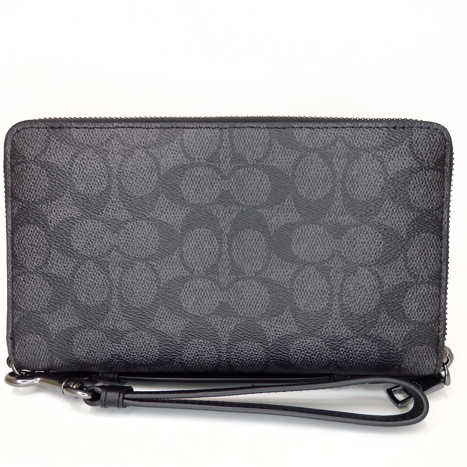 【未使用保管品】コーチ 長財布 オーガナイザー クラッチバッグ ロゴ レザー 黒 COACH】コーチ シグネチャー トラベル オーガナイザー 長財布