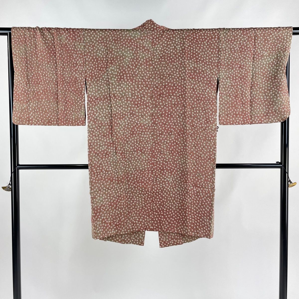 道中着 身丈98cm 裄丈67cm M 和装コート 疋田 絞り ぼかし 茜色 正絹