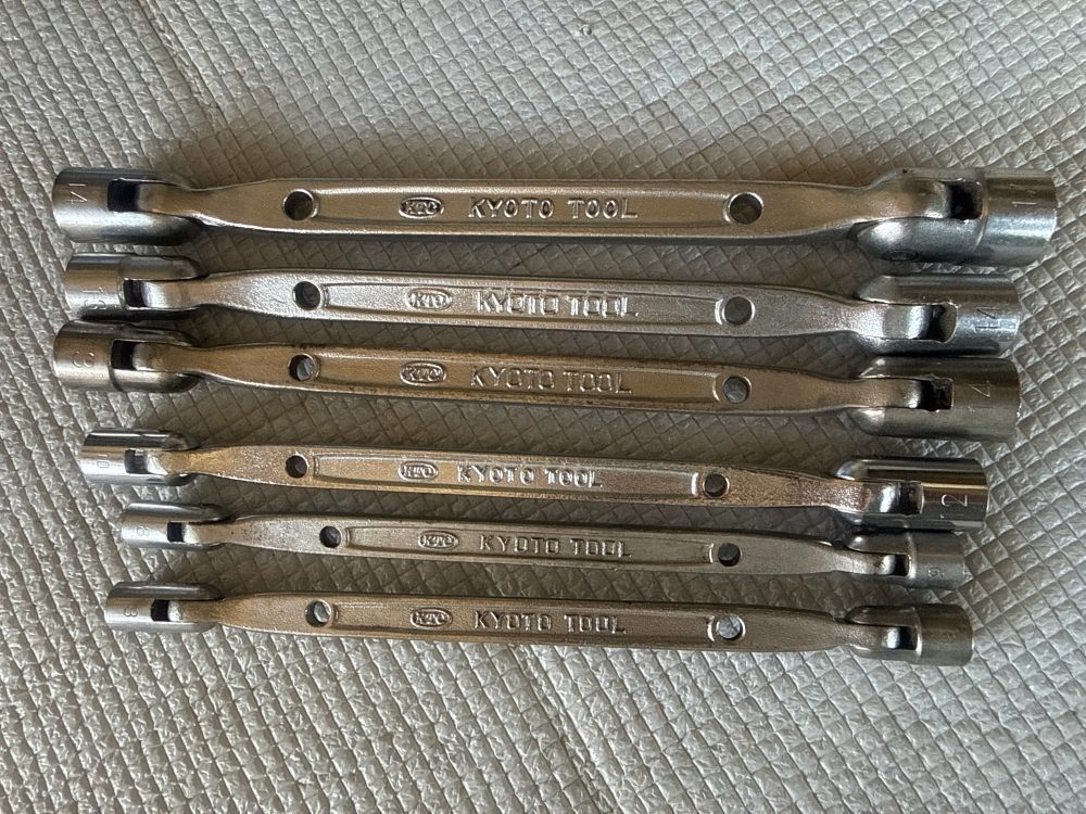 KTC KYOTO TOOL フレックスヘッドソケットレンチ×6本 モンキーレンチ375mm×1本 300mm×1本 セット