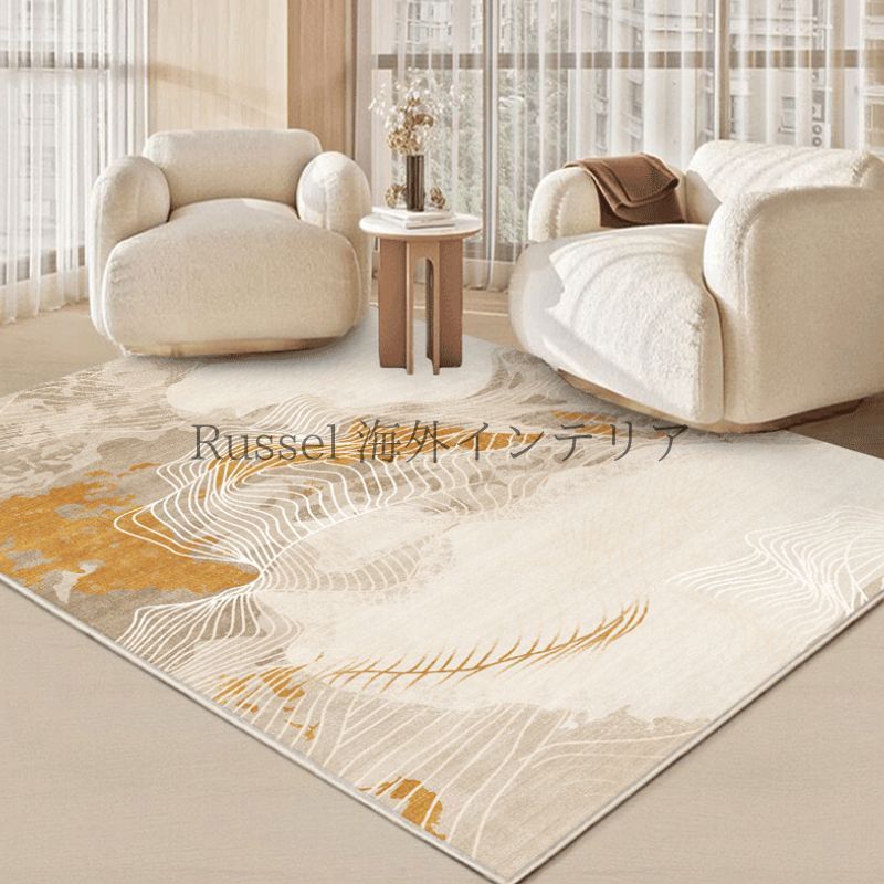 カーペット 絨毯 ラグ 200cm×160cm 200cm×140cm ホテルライク インテリア おしゃれ 洗える マット シンプル モダン 韓国インテリア 幾何学 抽象柄 リビング 寝室 滑り止め付 5デザイン ホワイト系 8-14