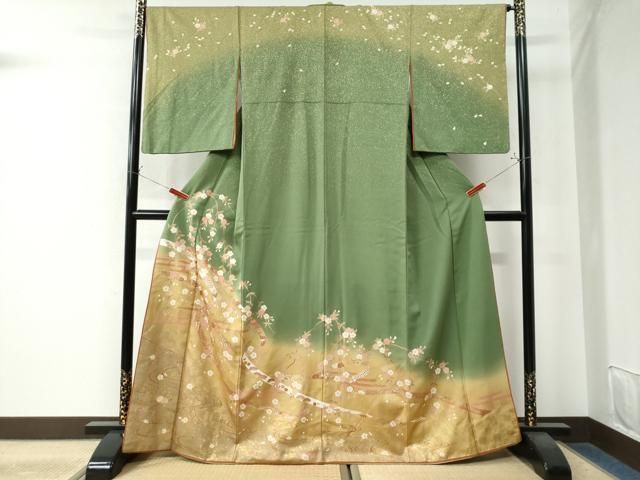 平和屋着物●訪問着 鬘帯吉祥枝花文 暈し染め 金彩 正絹 CAAW8336yc