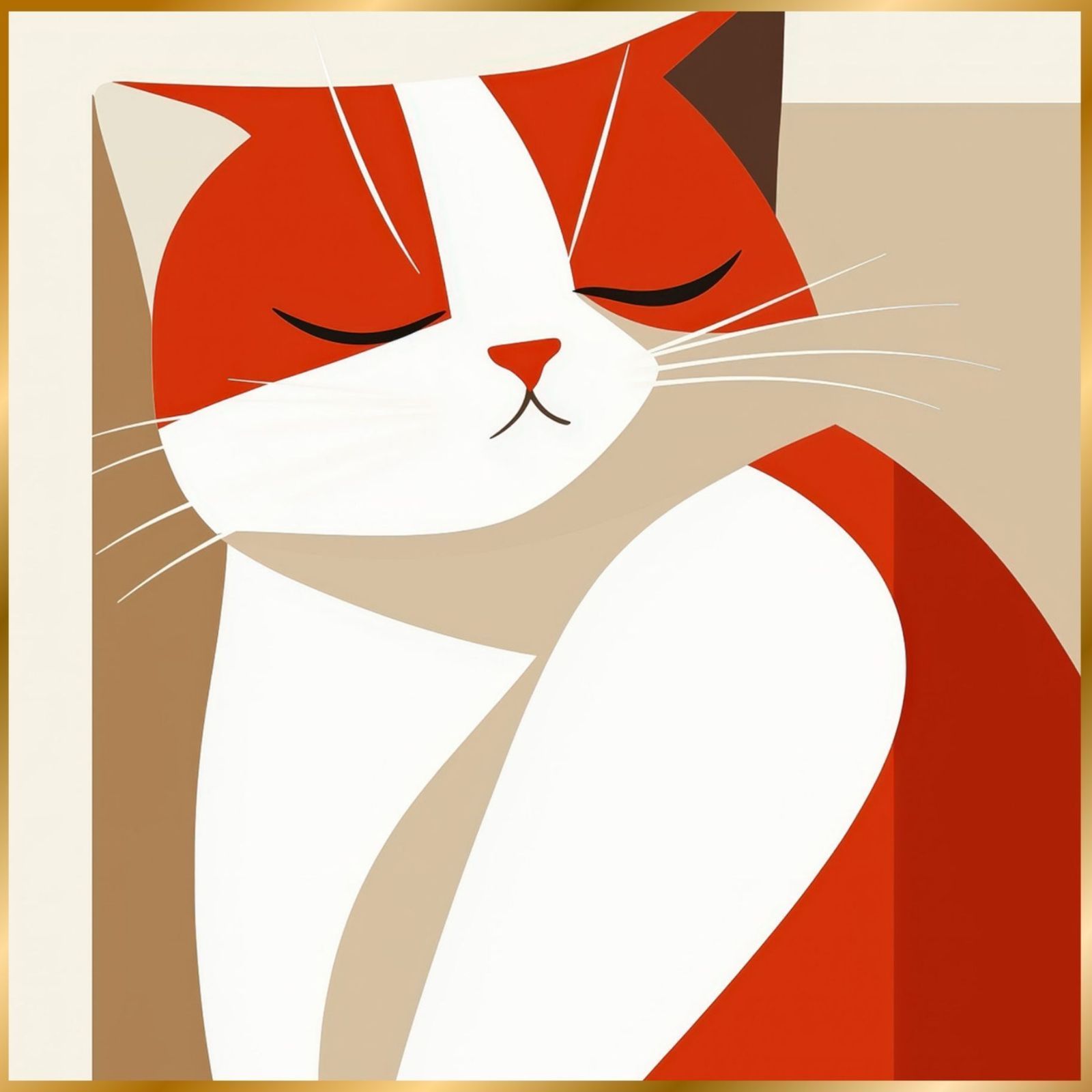 Red Passion - スコティッシュフォールド猫 No.2 ミニマリスト ミニマリズム シンプル インテリアアート ペットロス 記念日 アートポスター 猫の絵 猫のイラスト ギフト プレゼント