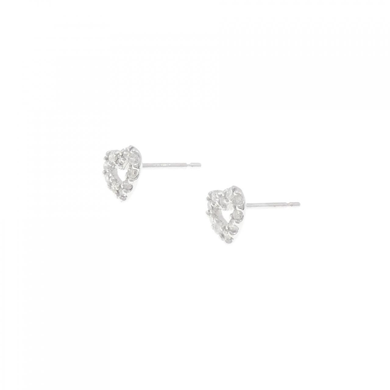 K18WG ハート ダイヤモンド ピアス 0.20CT