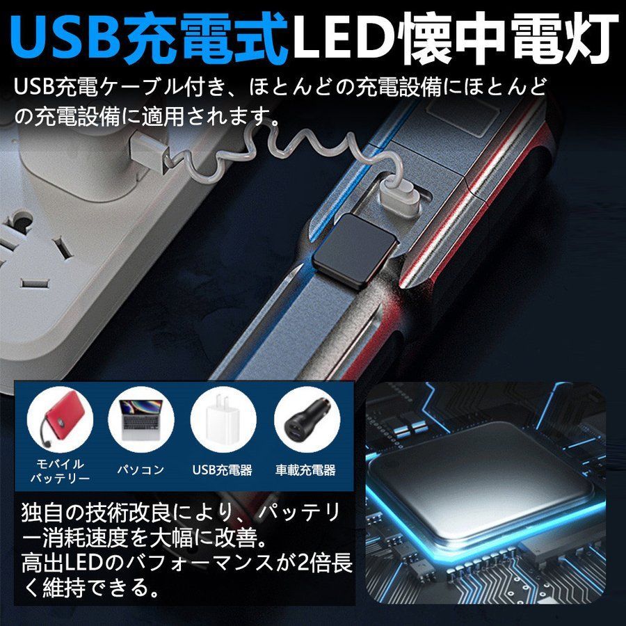 ズーミングライトLEDライト 強力照射  超小型 USB充電式 爆光 懐中電灯