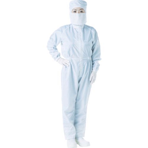 【新品・7営業日以内発送】【即納在庫品】トラスコ中山 ＴＲＵＳＣＯ TCOGFBL 制電糸グリッド仕様フード付つなぎ服 ブルー L TCOGF-B-L Lサイズ【沖縄離島販売】