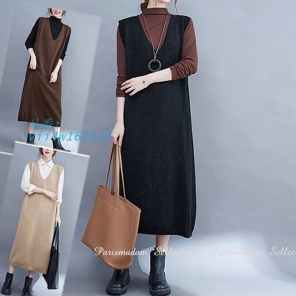 V襟ジャンバースカート ニット カシミヤ入り ひざ下丈 ミセス ロングスカート Mから３L大人20代30代40代 伸縮素材 暖か防寒 大きいサイズ有 vii 4 w 161137