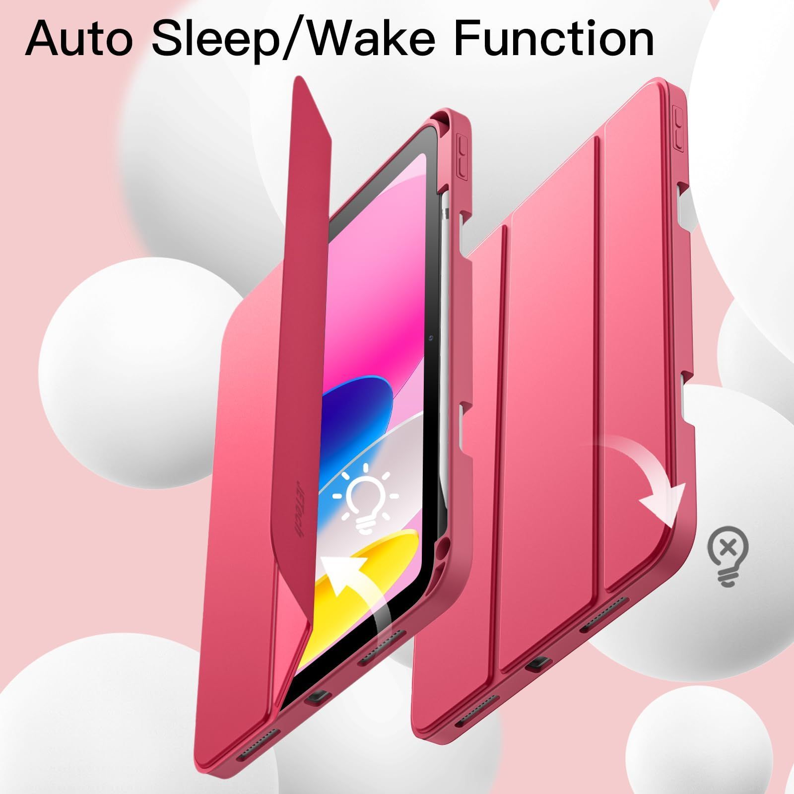 iPad A 16 ケース 第11 10世代 2025 用Pencilホルダー付き JETech 対応 ソフトTPUバック スリム保護カバー オートウェイクアップ スリープ機能付き ピンク その他 Windowsタブレットアクセサリー タブレット