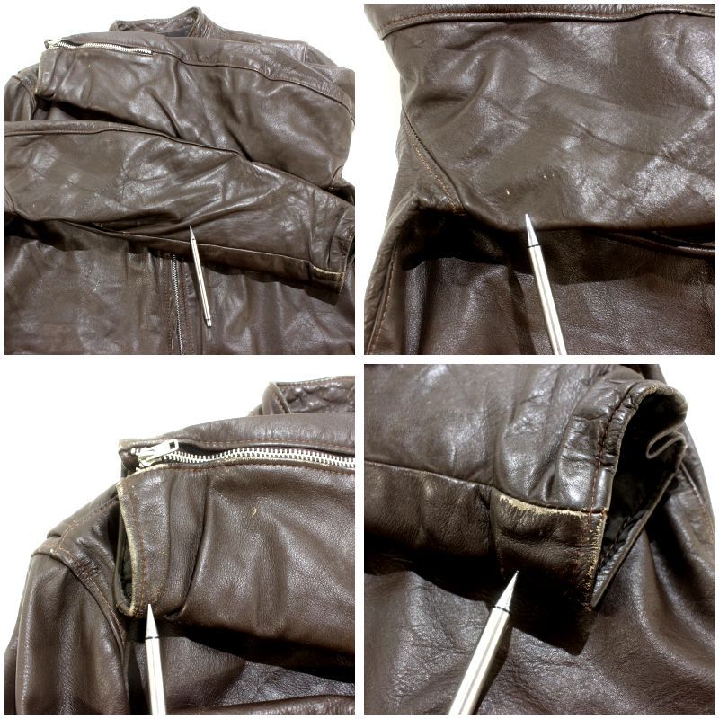 70s vintage BROOKS レザー シングルライダースジャケット メンズ L