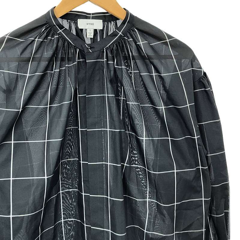 HYKE / ハイク | 2022SS | PLAID GATHERED SHIR / バンドカラー