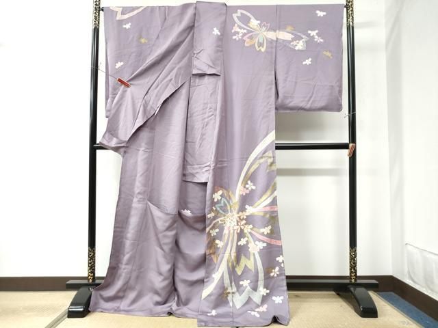 平和屋着物○訪問着 駒刺繍 舞桜 暈し染め 金彩 正絹 逸品