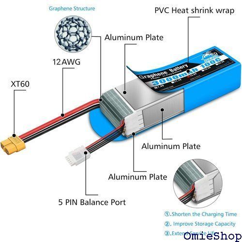 Yowoo 4S LiPoバッテリー3000mAh 100C 14.8V グラフェンリポバッテリー 