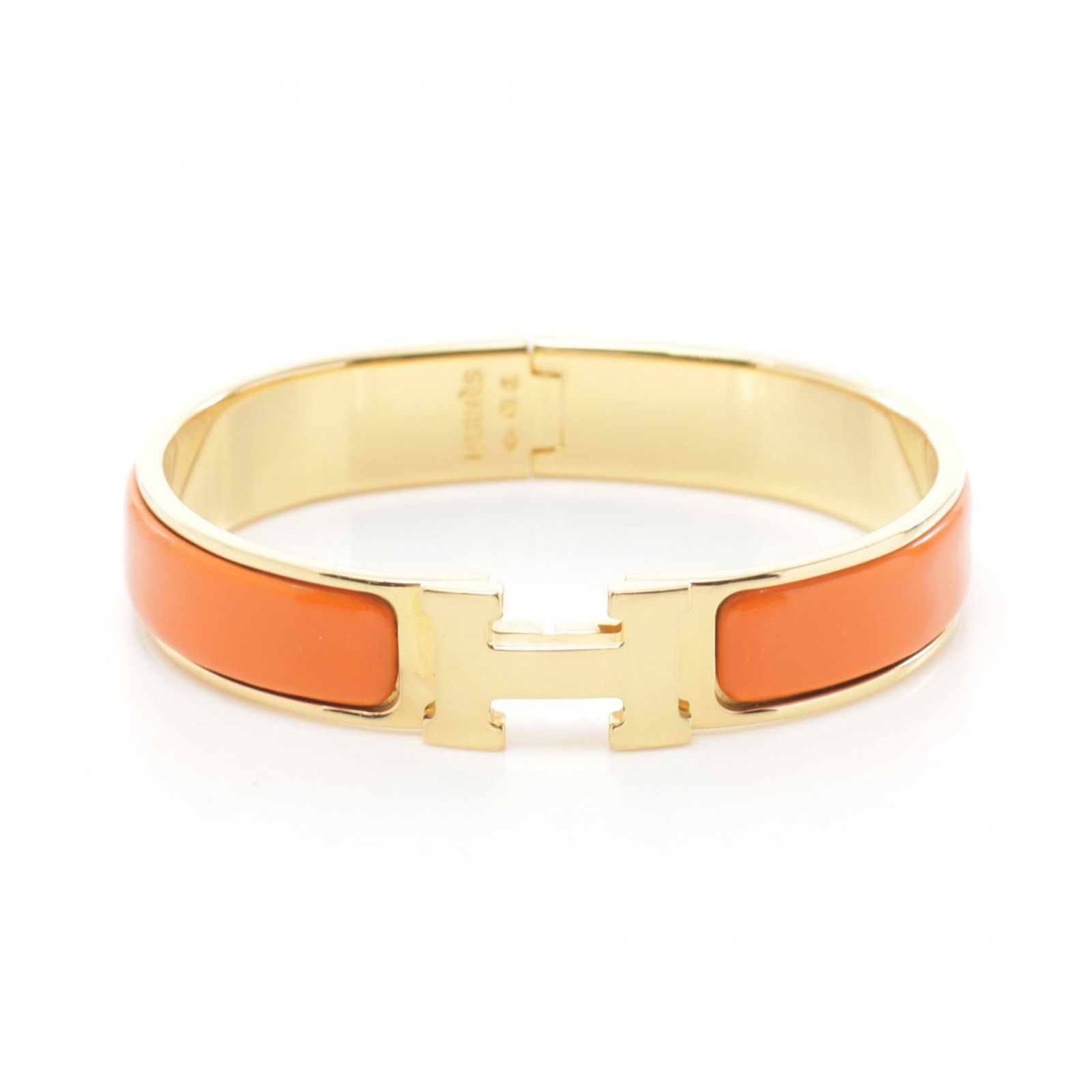 極美品 HERMES エルメス クリックH オレンジ × ゴールド バングル エルメス HERMES バングル オレンジ GP（ゴールドメッキ
