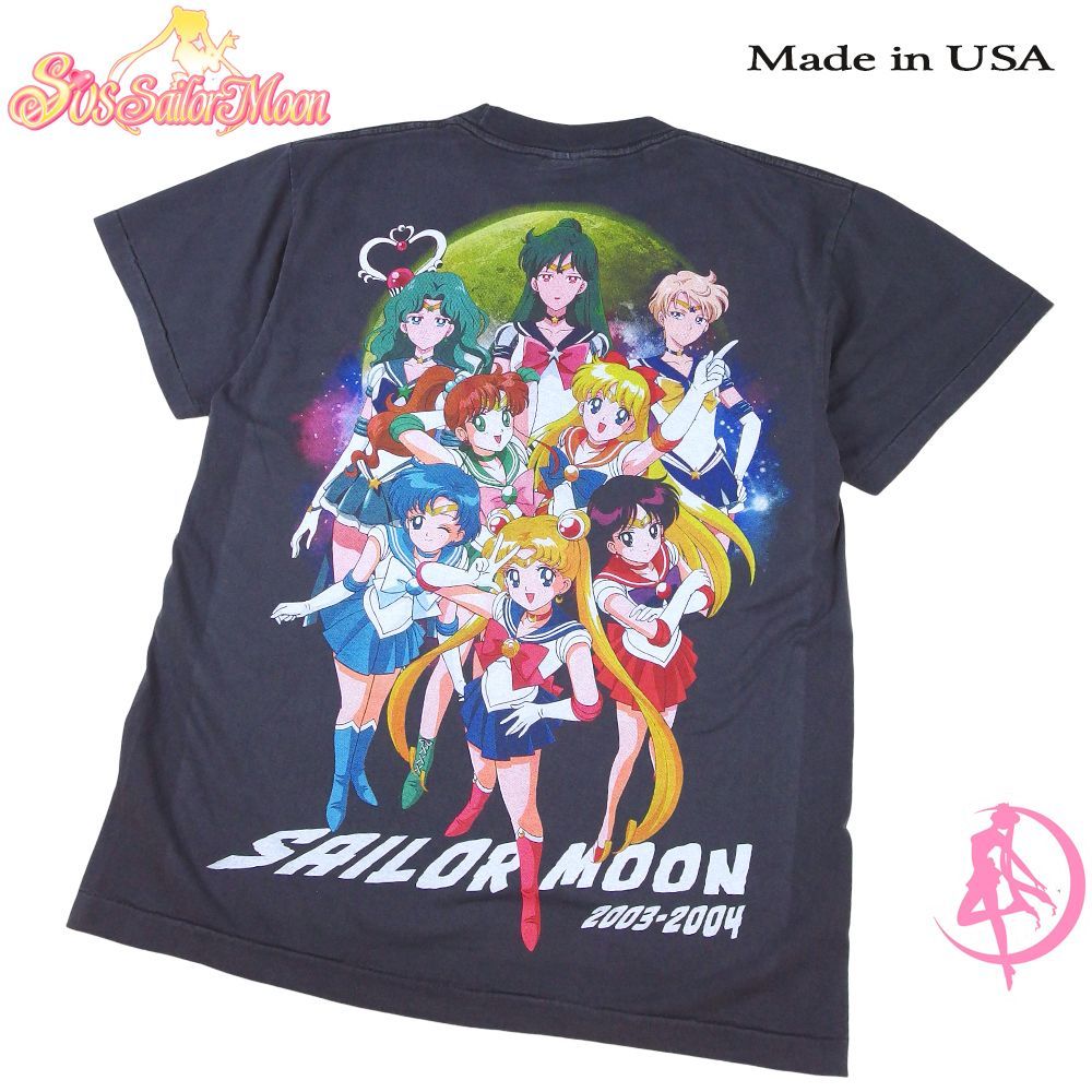 セーラームーン オフィシャル Tシャツ made in usa 260☆美少女戦士 セーラームーン Tシャツ USA製 アニメ ブラック L