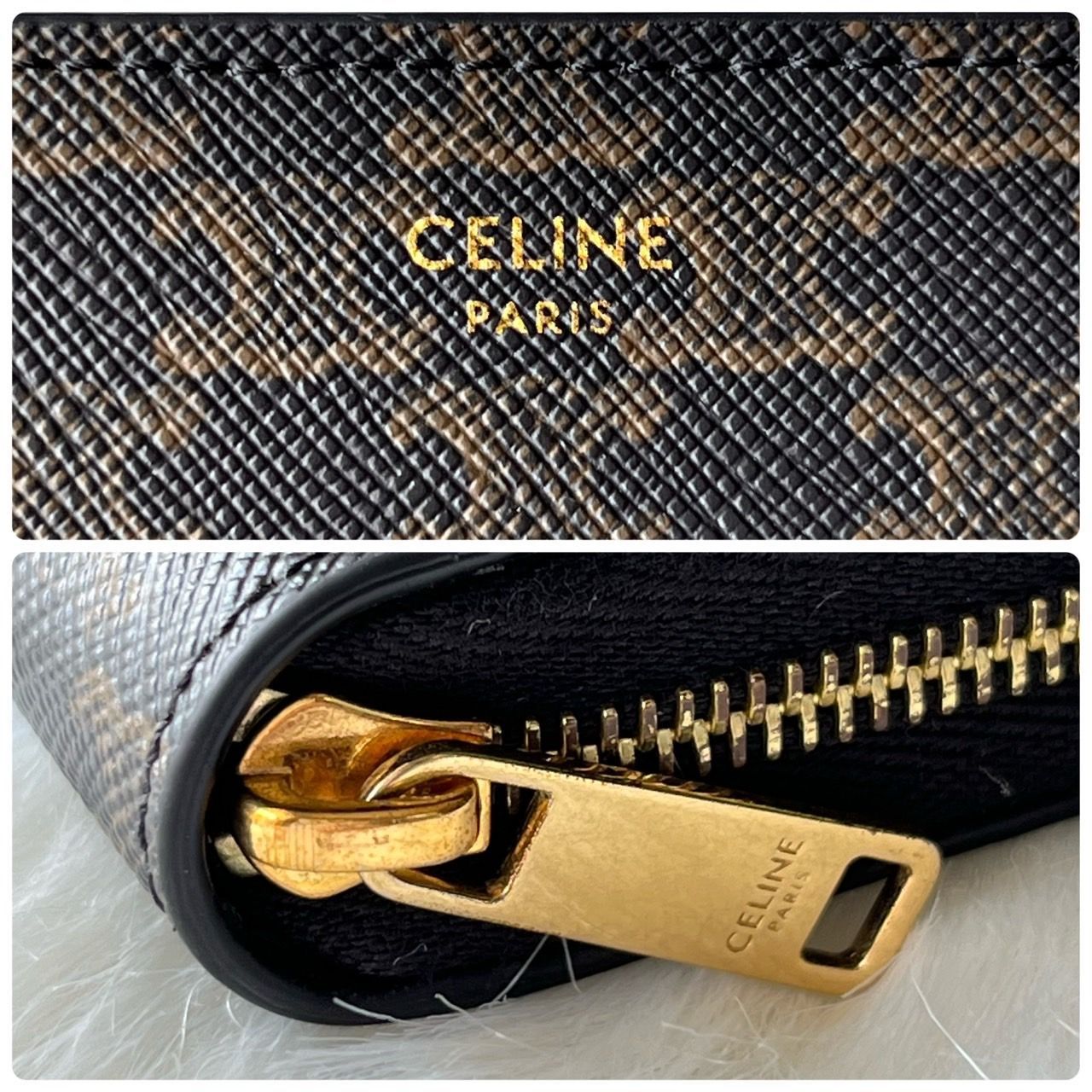 1点限り】セリーヌ CELINE トリオンフ 長財布 ラウンドファスナー 黒 ...