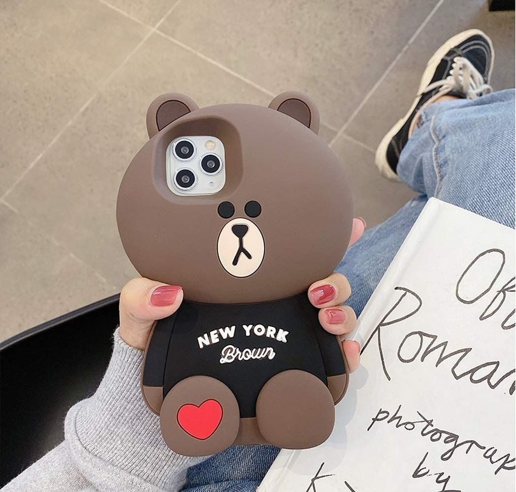 【特価商品】熊ちゃん携帯ケース NEWYOREクマ携帯ケース シリコン製ブラウン