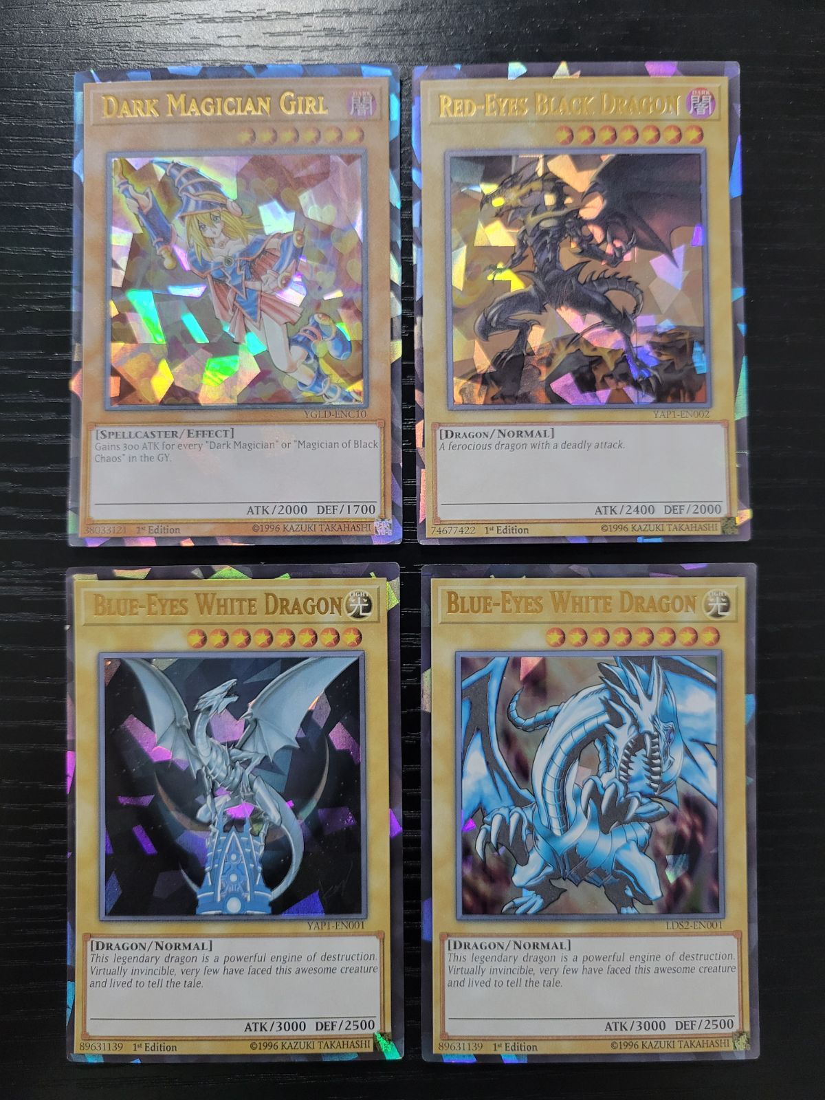遊戯王 4枚 レッドアイズ ブラックマジシャンガール ブルーアイズ